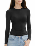 C202 Women's Long Sleeve Crew Neck Slim Fit Top Soot Size X-Small