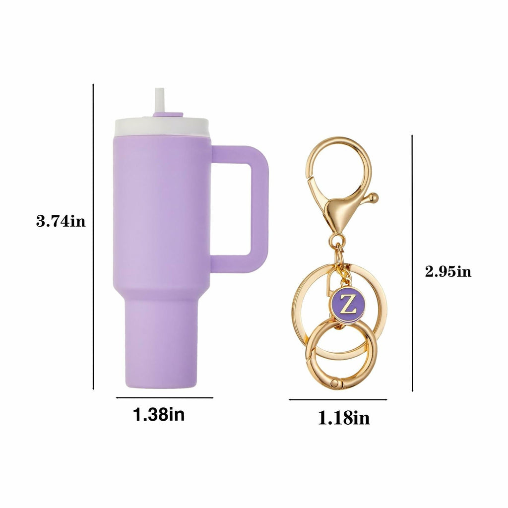 Sanyaa Initial Mini Cup Keychain Accessories for Stanley Purple E