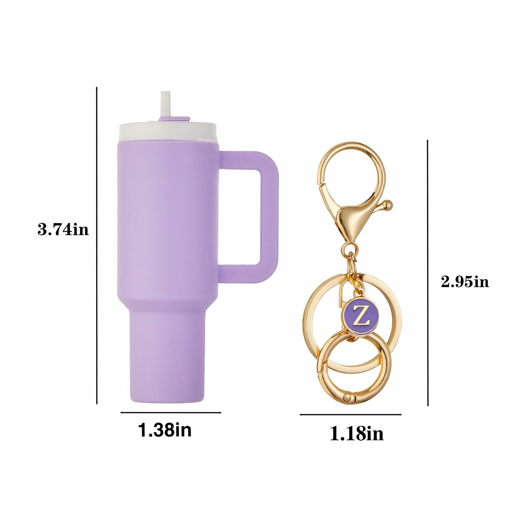Sanyaa Initial Mini Cup Keychain Accessories for Stanley Purple E