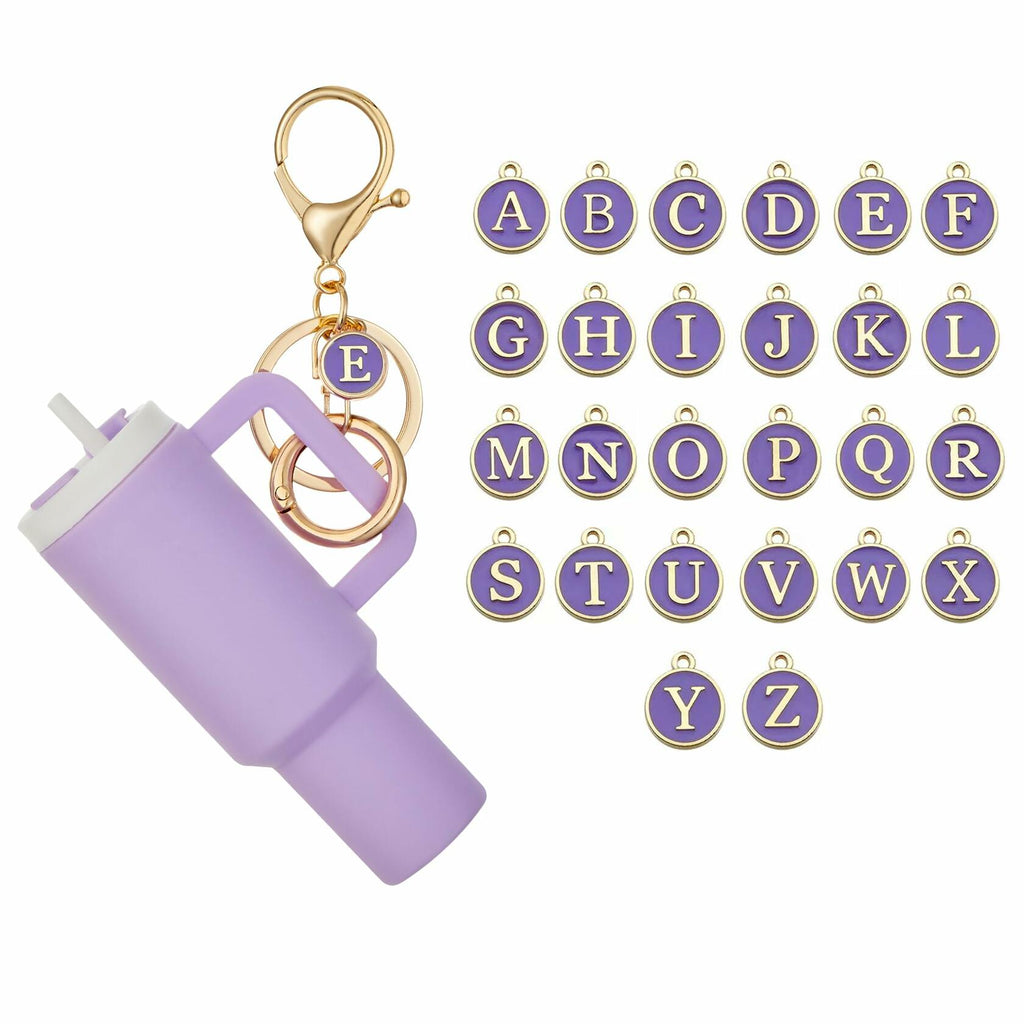 Sanyaa Initial Mini Cup Keychain Accessories for Stanley Purple E
