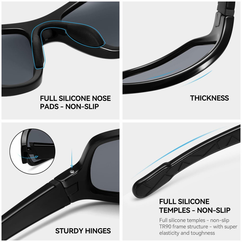 [Like New] Dollger Polarized Sports Sunglasses Women UV400 Black Wraparound Fit