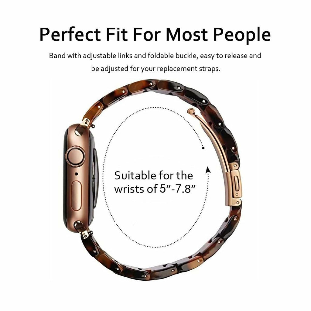 MAIRUI Resin Watch Band Compatible Apple Watch Series 1-9 Ultra 42-49mm Pink Tan