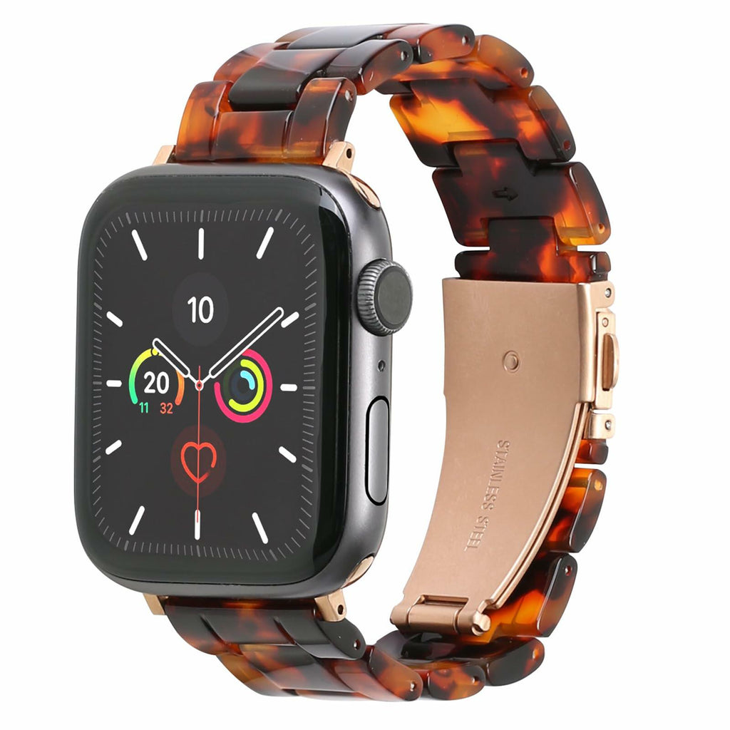 MAIRUI Resin Watch Band Compatible Apple Watch Series 1-9 Ultra 42-49mm Pink Tan