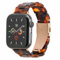 MAIRUI Resin Watch Band Compatible Apple Watch Series 1-9 Ultra 42-49mm Pink Tan