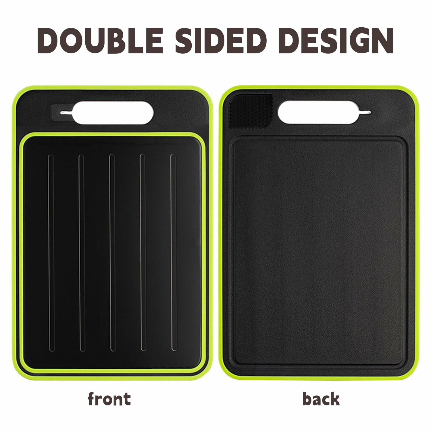 AOWBCGD Cutting Board Double Sided 2 Pcs Large+Small Black Stainless Steel