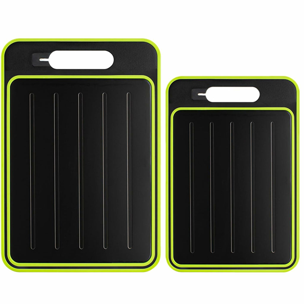AOWBCGD Cutting Board Double Sided 2 Pcs Large+Small Black Stainless Steel