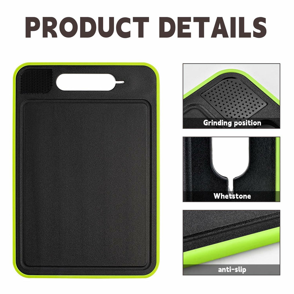 AOWBCGD Cutting Board Double Sided 2 Pcs Large+Small Black Stainless Steel