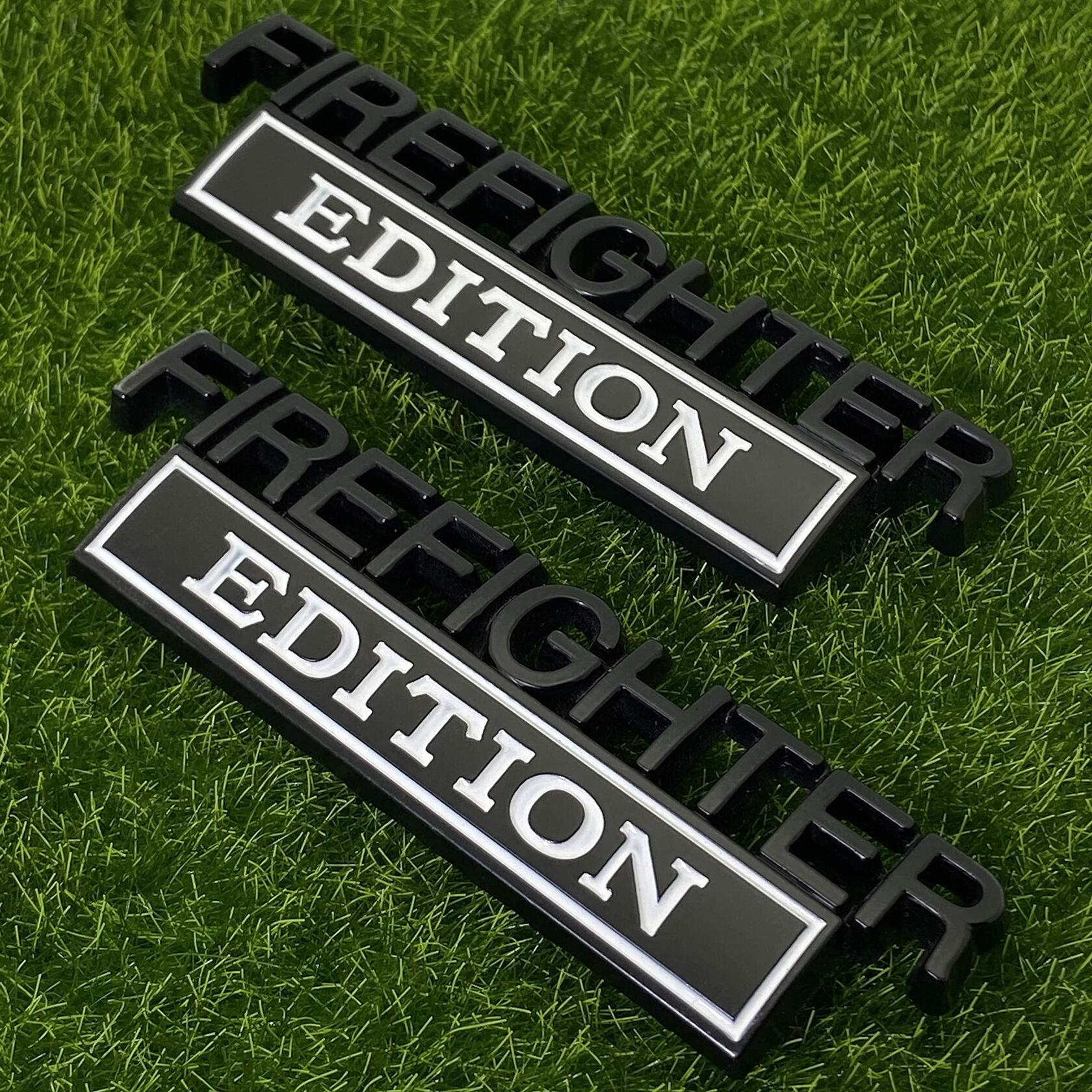 XANAPON Firefighter 3D Metal Fender Badge Car Emblem Chrome Black/White 2PCS