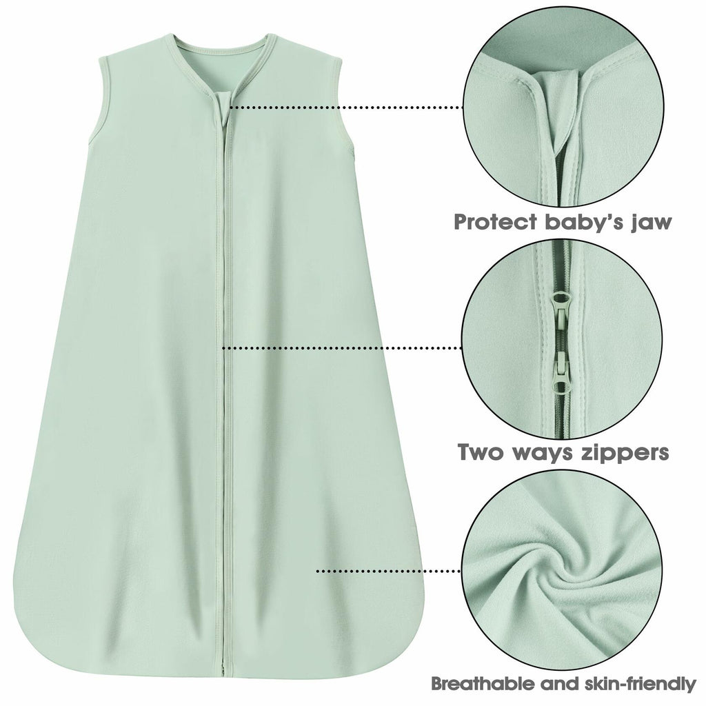 GUNTAIL Baby Sleep Sack 100% Rayon Cotton 2-Way Zipper Soft Lightweight Green L