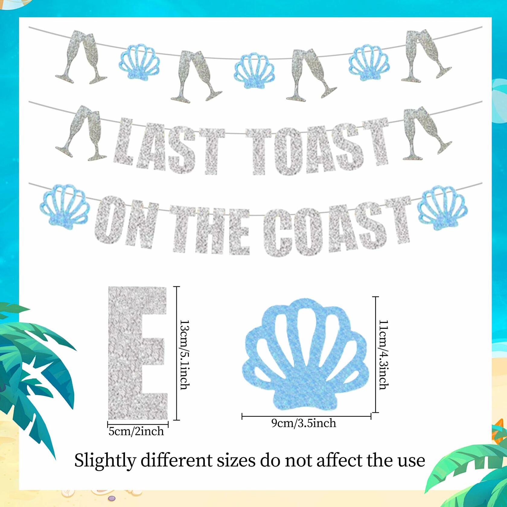 JeVenis Last Toast On The Coast Blue Beach Bachelorette Party Banner