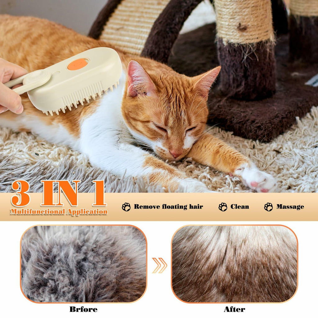 Ayaseen Cat Steam Brush 2PCS Rechargeable Flea Anti-Static Massage Comb