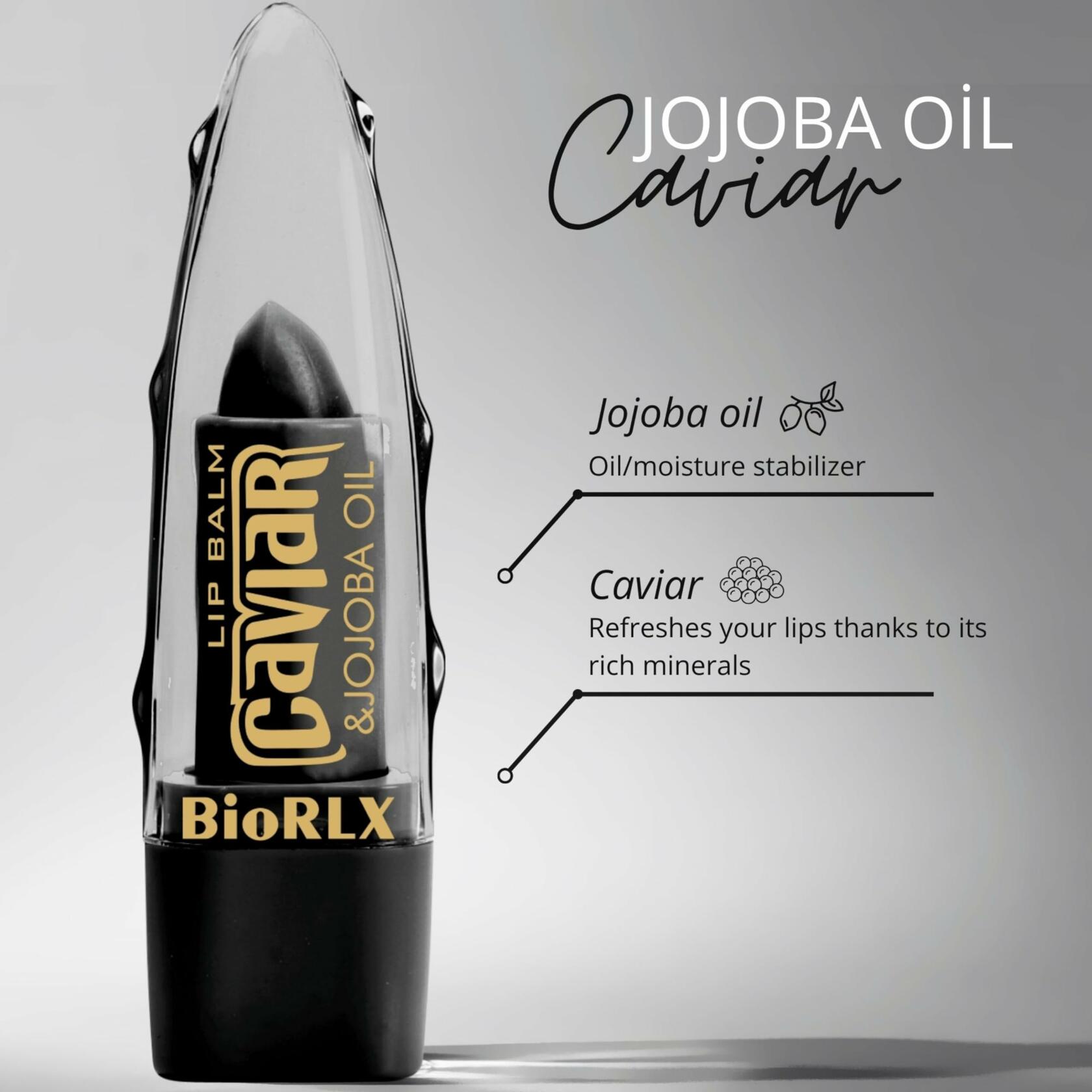 BioRLX Aloe Vera Lip Balm Caviar & Jojoba Oil 0.12oz Pack of 3
