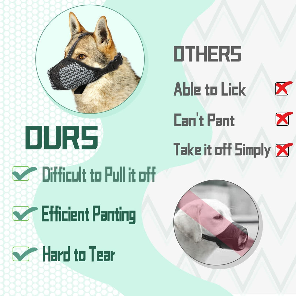 Mkerycww Dog Muzzle Air Mesh Breathable Soft Basket Adjustable Strap Grey XXL