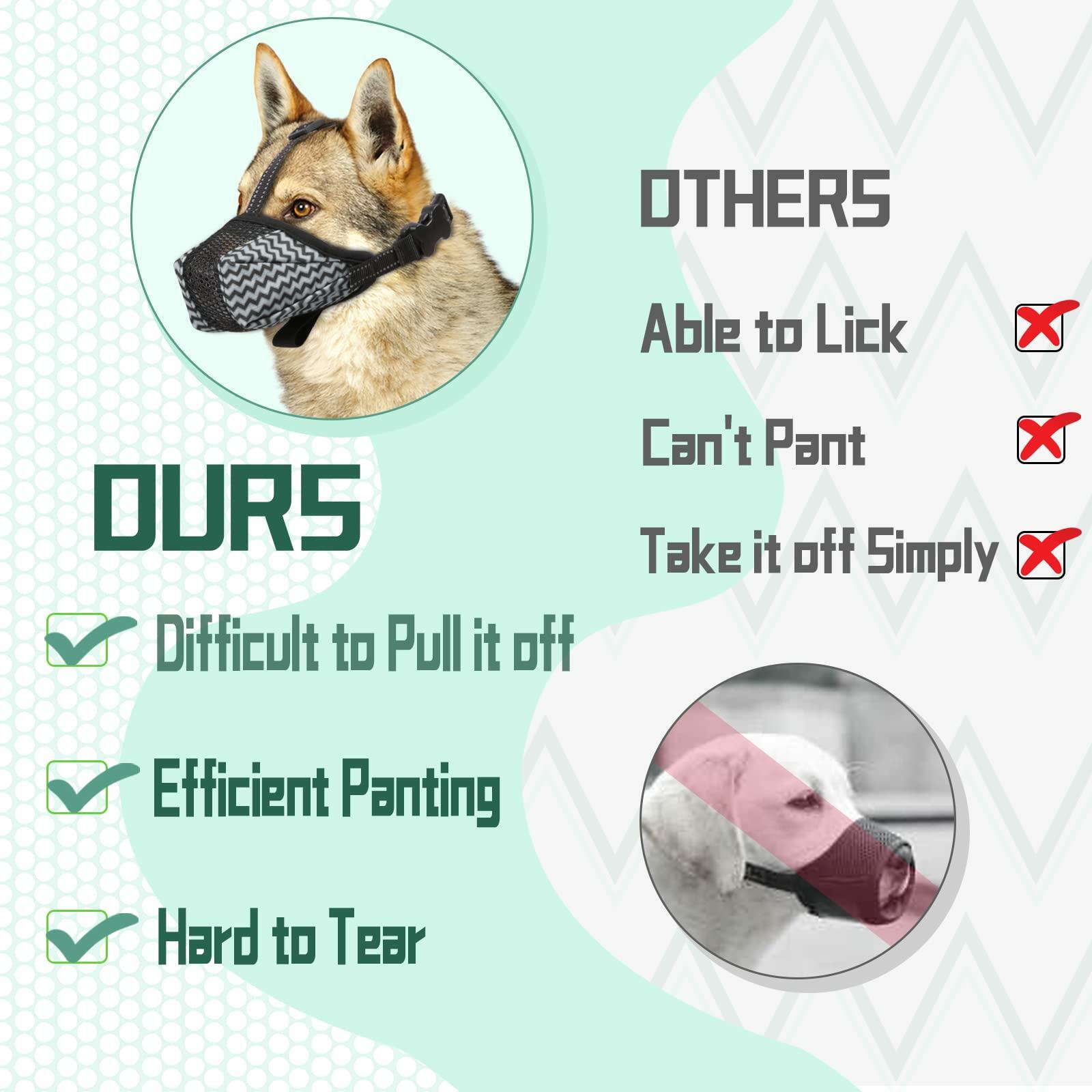 Mkerycww Dog Muzzle Air Mesh Breathable Soft Basket Adjustable Strap Grey XXL