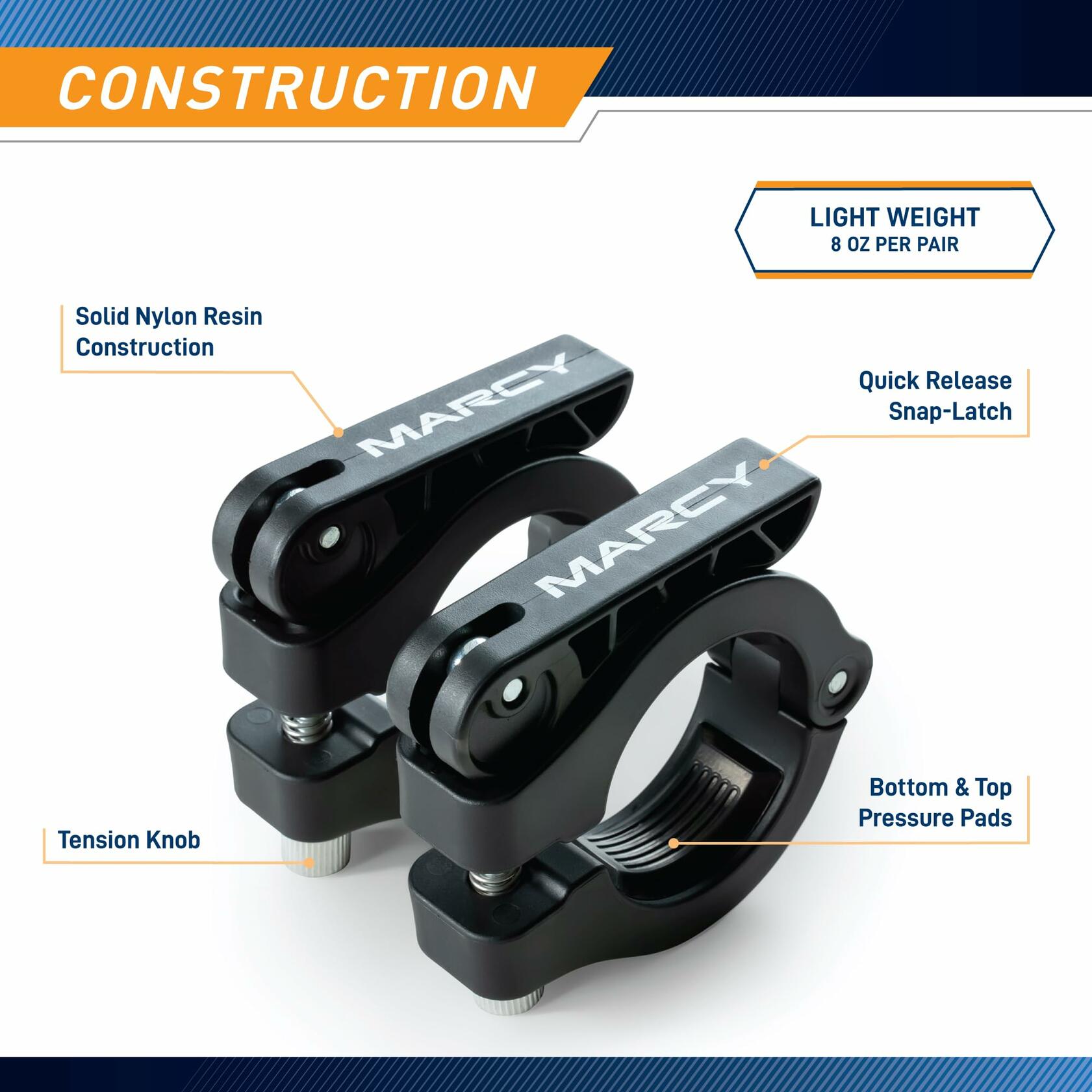 Marcy Olympic Barbell Lock Collar Clips 2-inch Nylon Resin Black OBC-8BK
