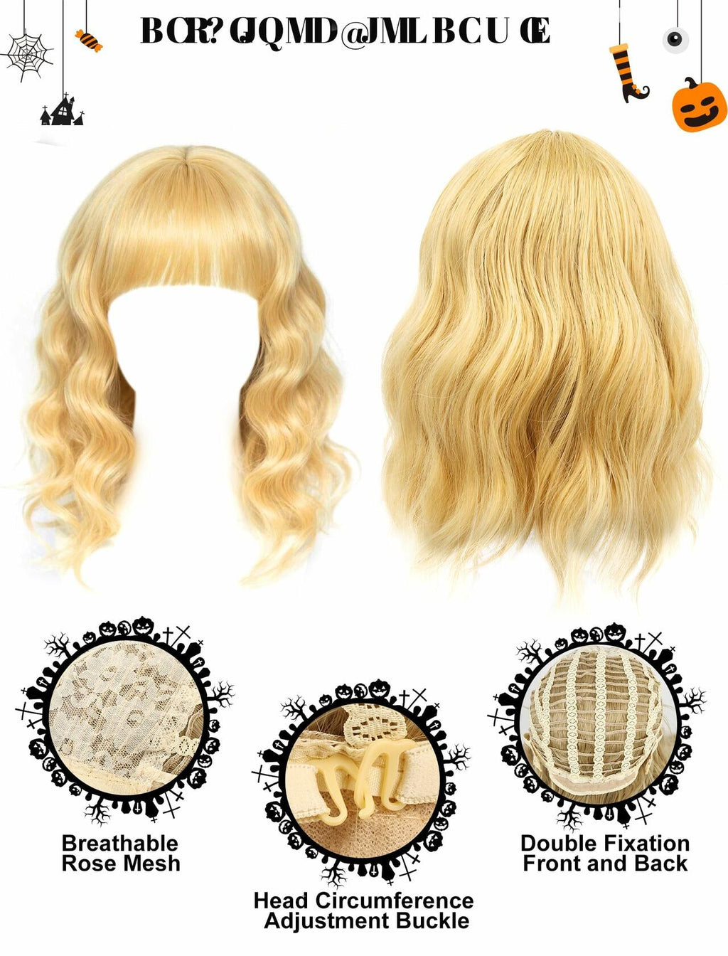 PJPSAA Halloween Singer Costume 3pc Wig Hat Shorts Blonde XL