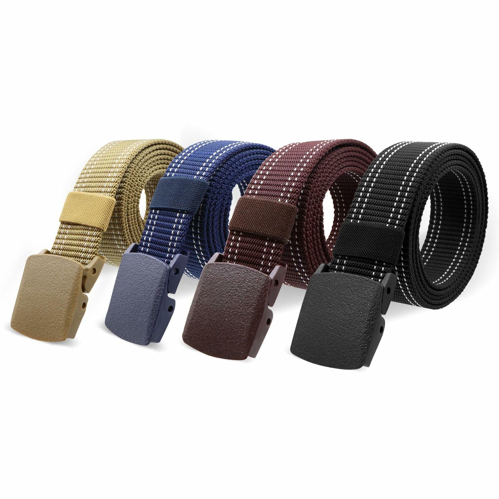 Sworew Men’s Tactical Nylon Belt Adjustable Web Non-Metal Buckle Black 54in