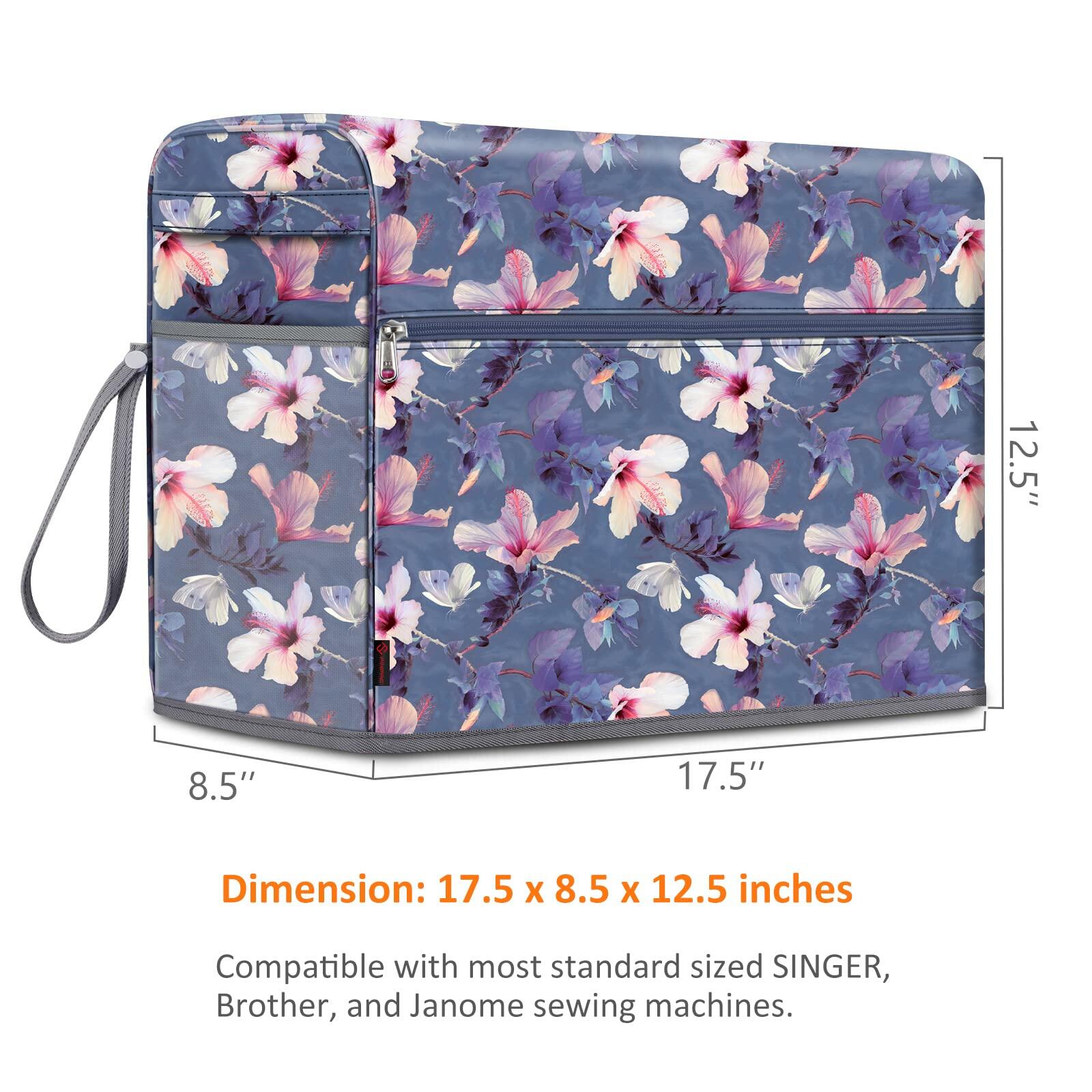 FINPAC Sewing Machine Dust Cover with Pockets for Singer Brother Janome