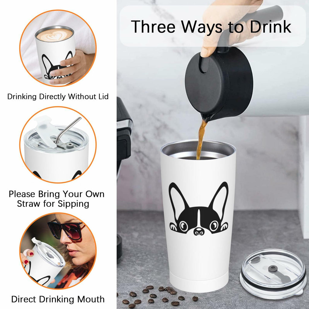 Fenmshairy Boston Terrier Stainless Steel Tumbler 20oz Travel Mug Lid