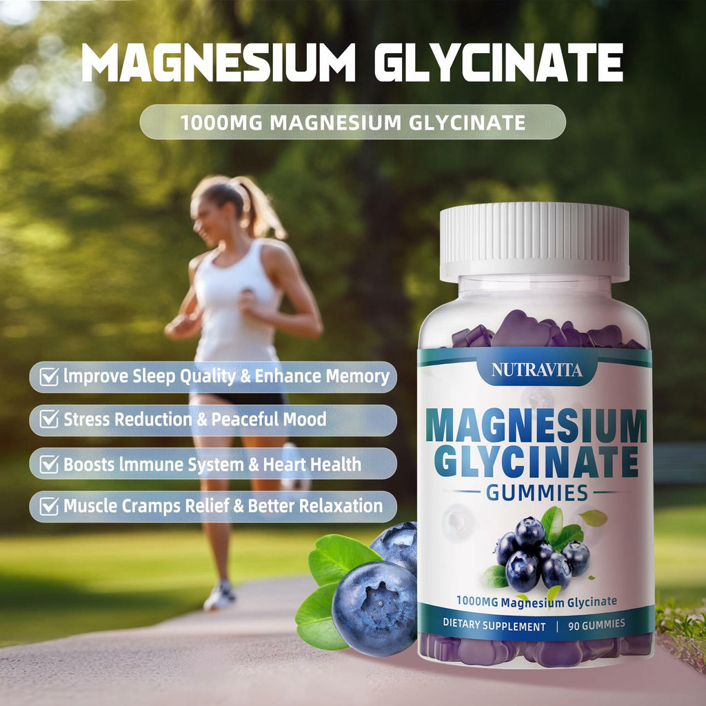 Nutravita Magnesium Glycinate Gummies 1000mg L-Threonate VitD B6 CoQ10 180ct