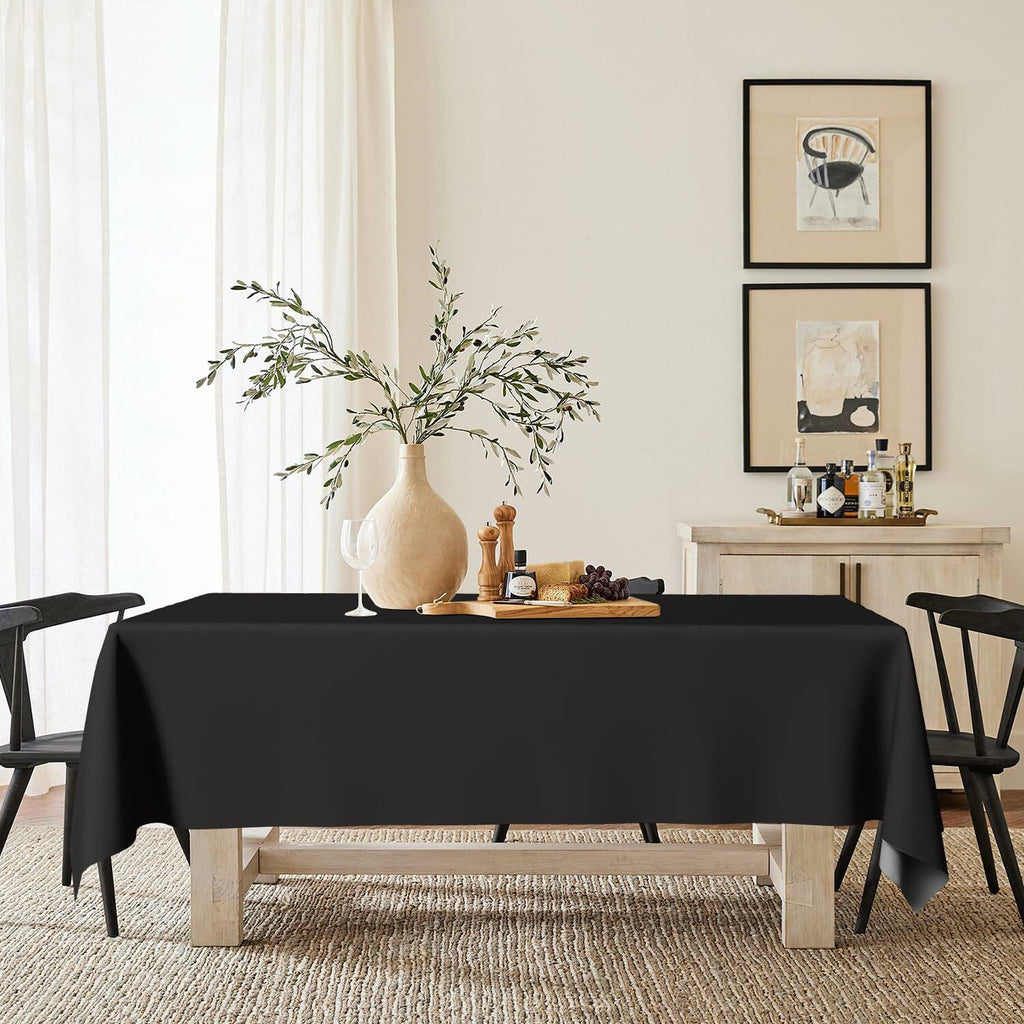 Horaldaily Black 60x120in Rectangular Polyester Tablecloth Stain Resistant