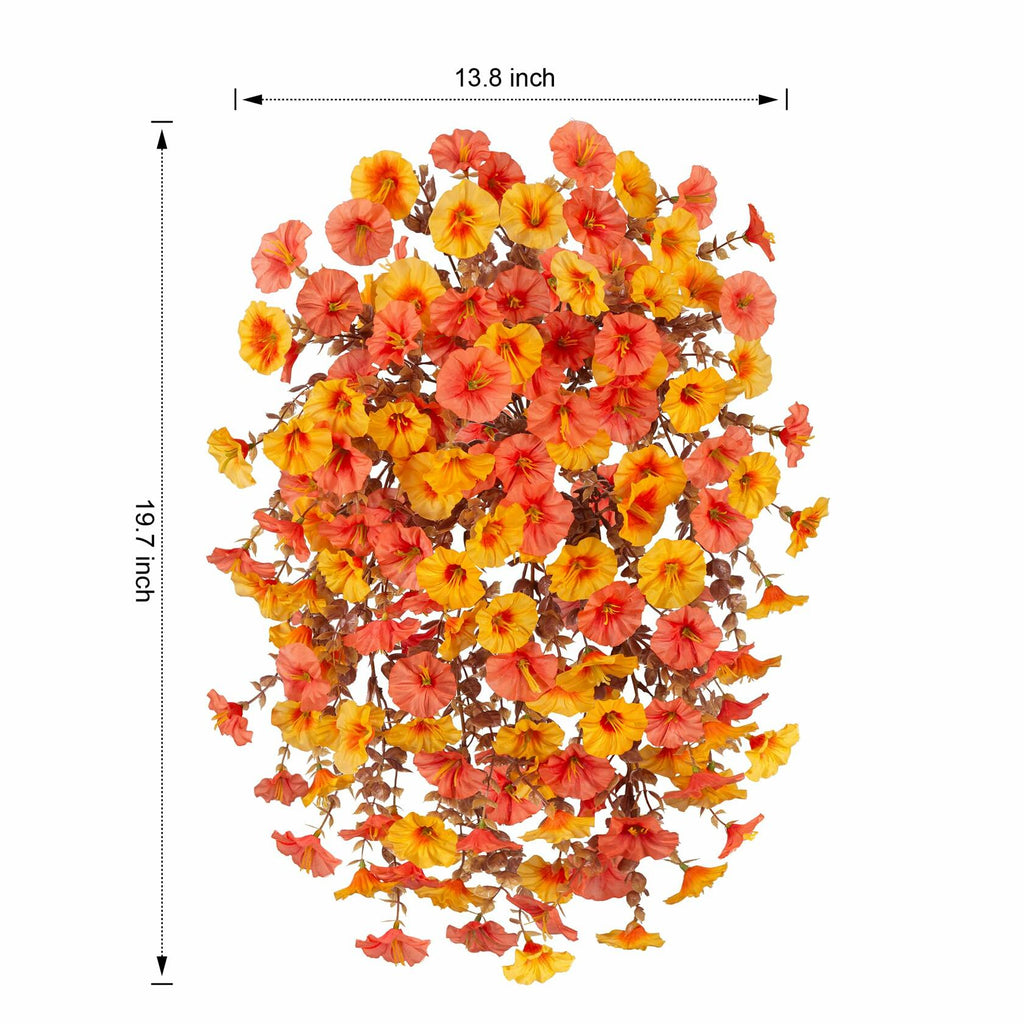 Ivydale 2 PCS Artificial Fall Hanging Flowers Silk Faux Petunias Orange+Yellow