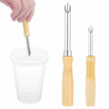 Lusofie 2 Pack Stainless Steel Straw Hole Puncher with Wood Handle