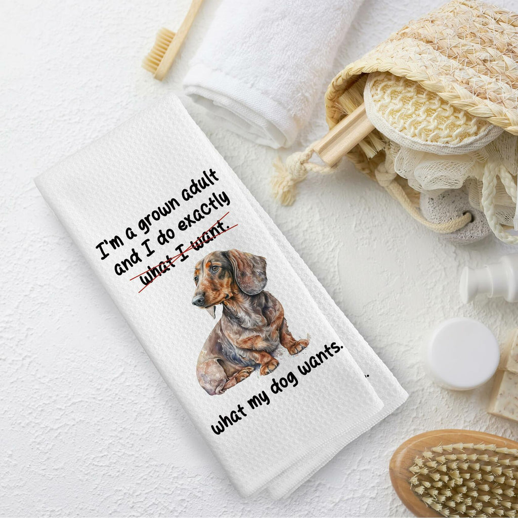 TAEDIN Dachshund Wiener Dog Dish Towel 16x24 Inches Animal Print Polyester