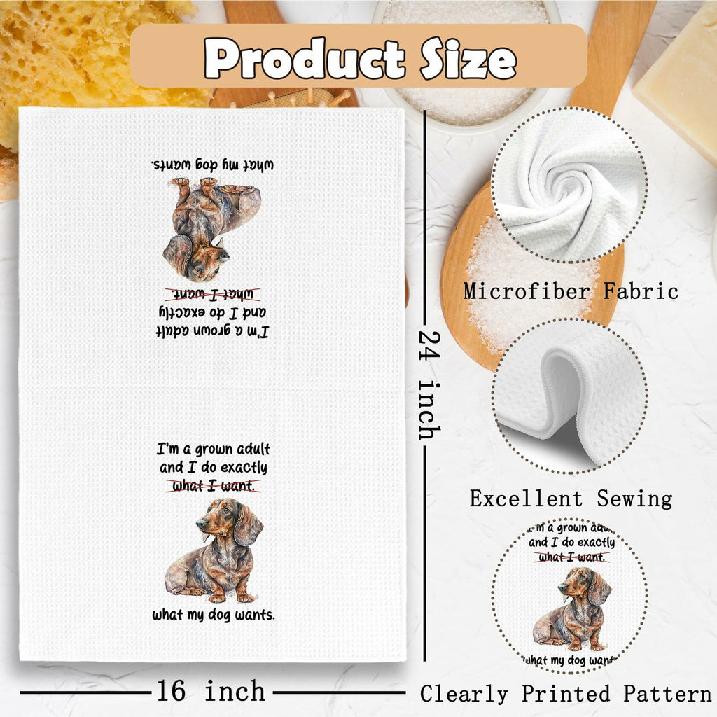 TAEDIN Dachshund Wiener Dog Dish Towel 16x24 Inches Animal Print Polyester