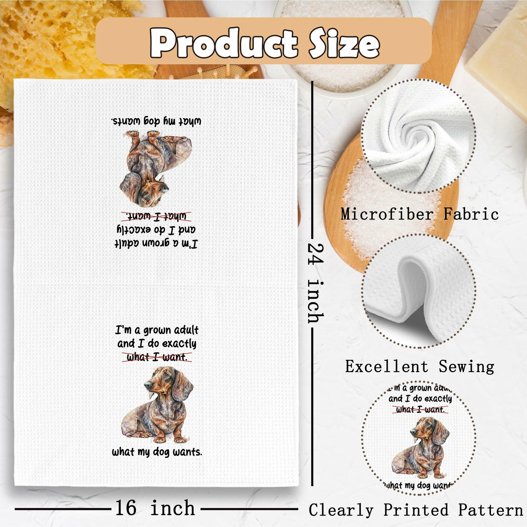 TAEDIN Dachshund Wiener Dog Dish Towel 16x24 Inches Animal Print Polyester