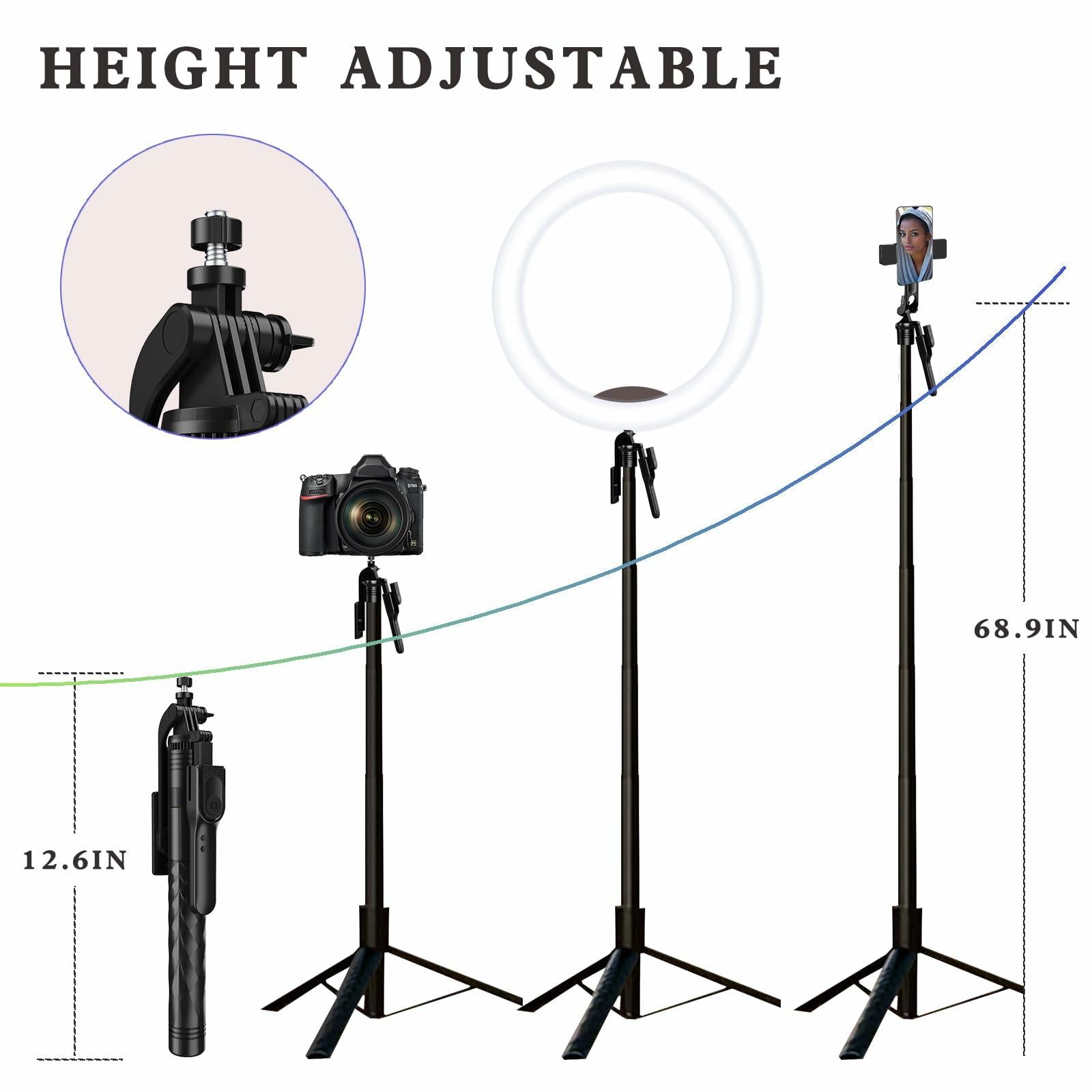 OUSHAACK 69in Phone Tripod Selfie Stick Lightweight Stand with Remote