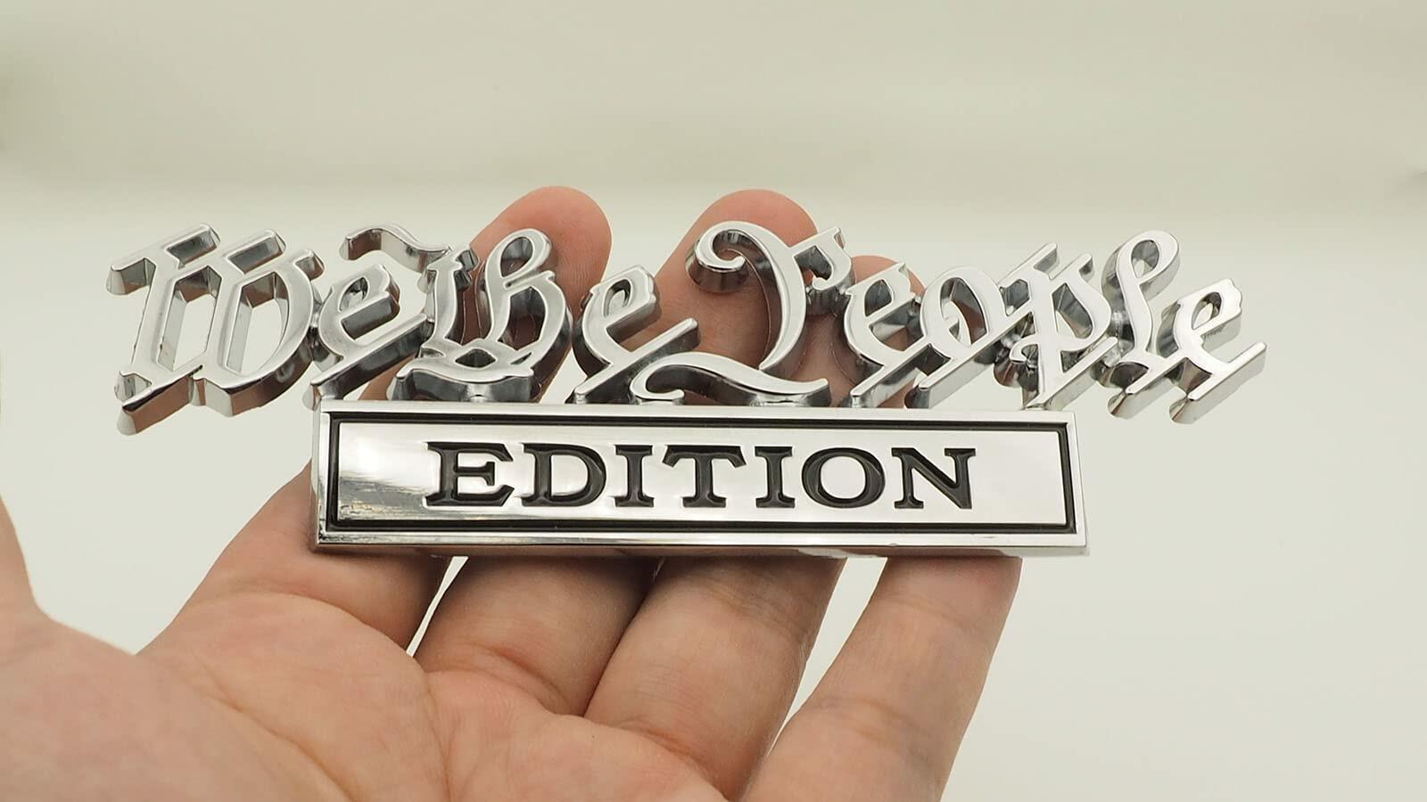 We The People 3D Fender Badge Decals Black/Red for Car Truck SUV 2 Pack