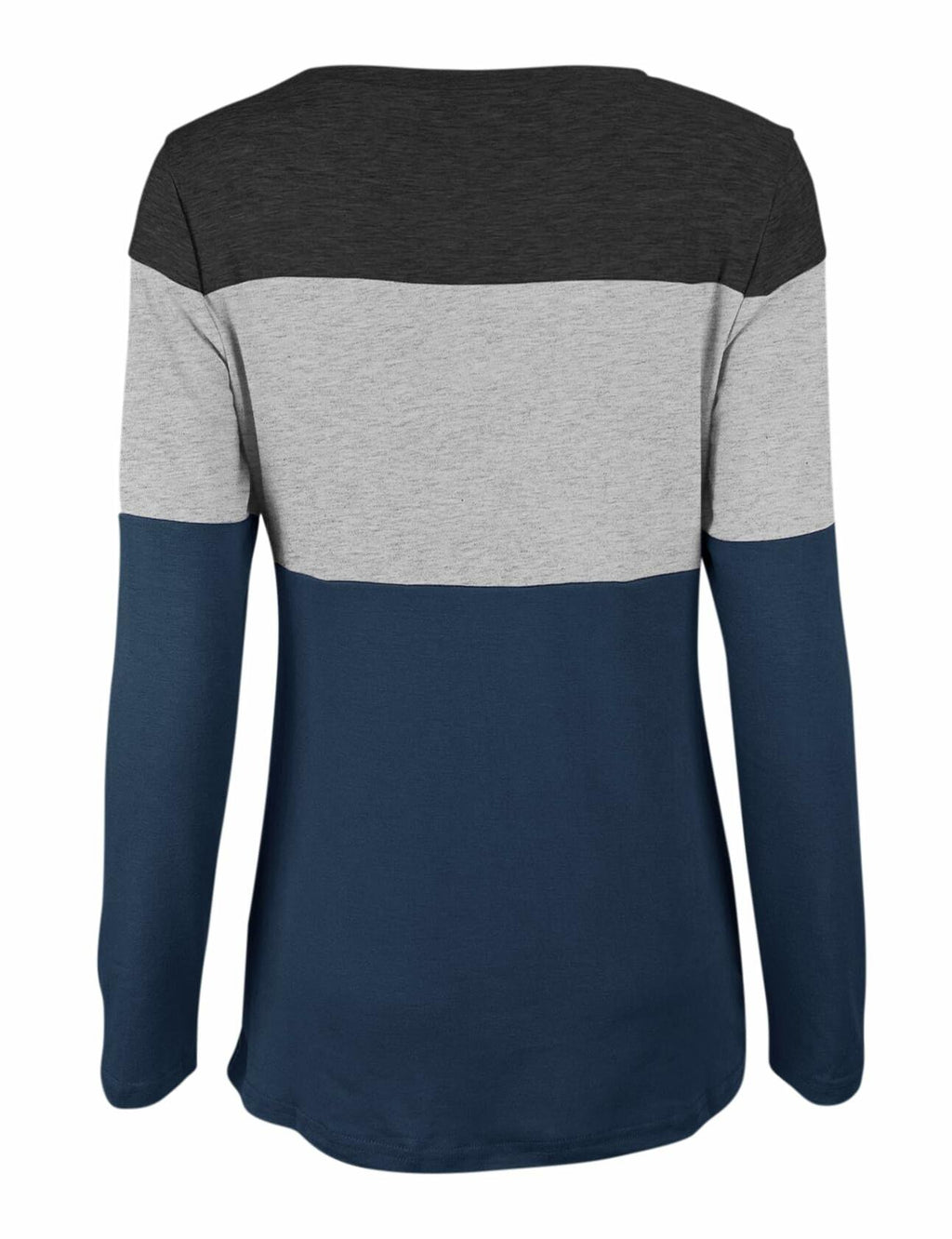 Minthunter Women's Long Sleeve Color T Shirt Round Neck Grey-Pink-Blue Size L