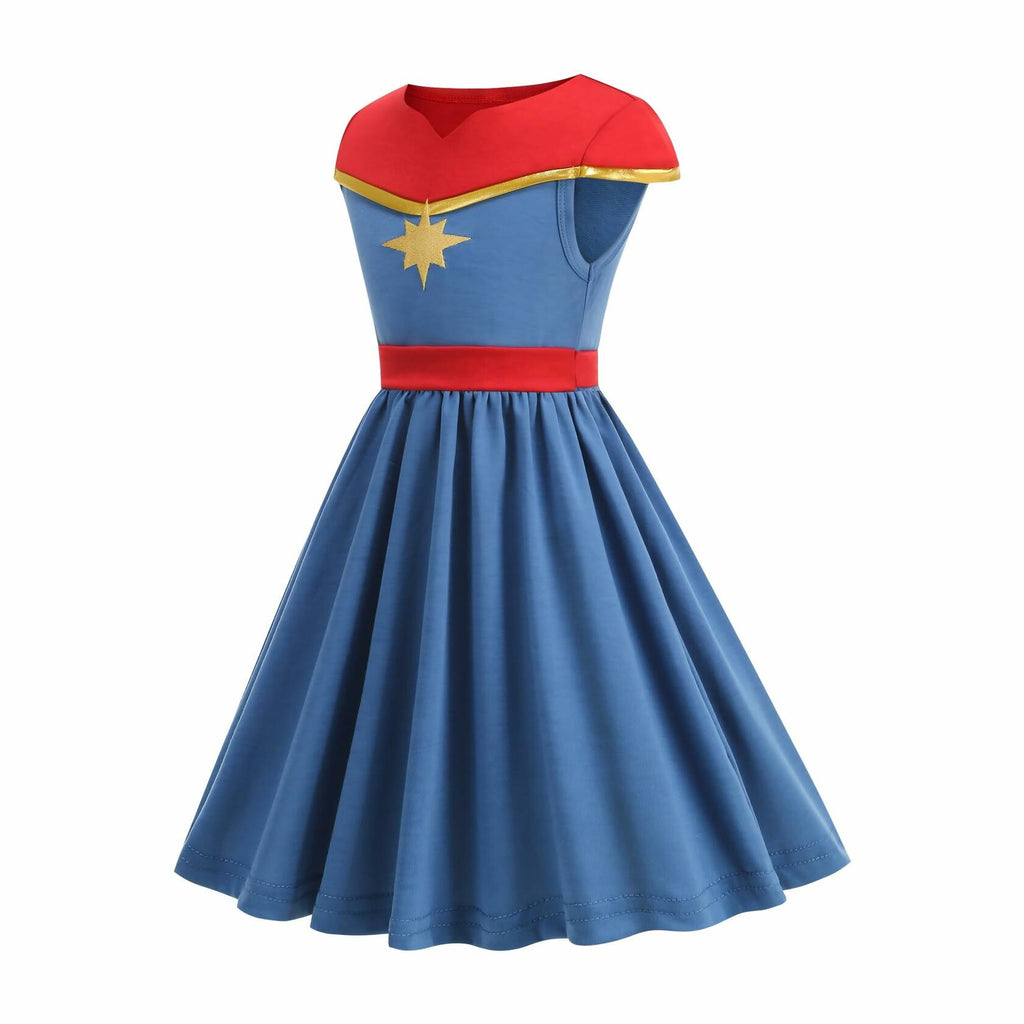 JUIULU Girls Princess Dress Costume Set Blue Size 120 (4-5T)