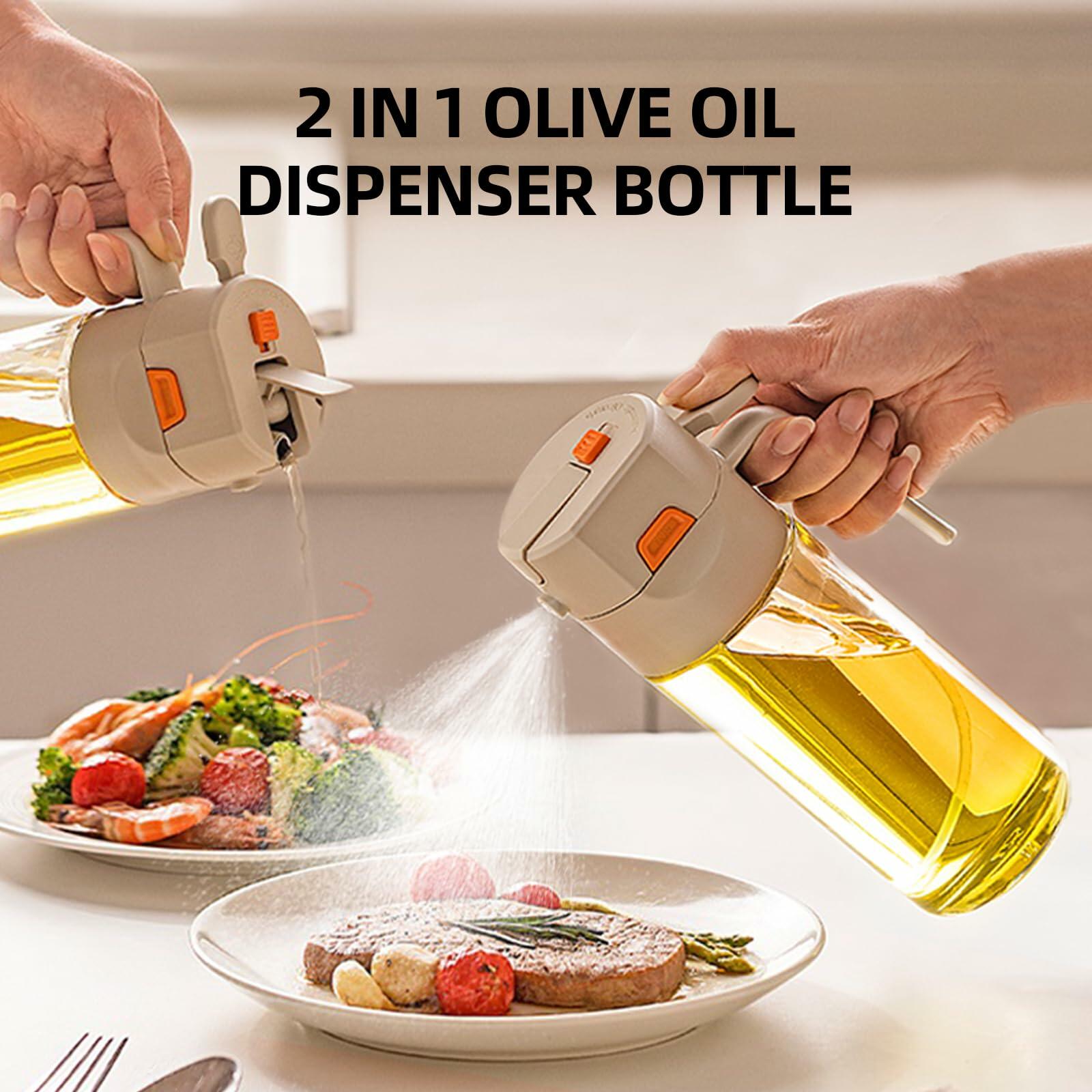 MDZF SWEET HOME Oil Sprayer 2-in-1 21oz Glass Olive Oil Dispenser Grey Panda