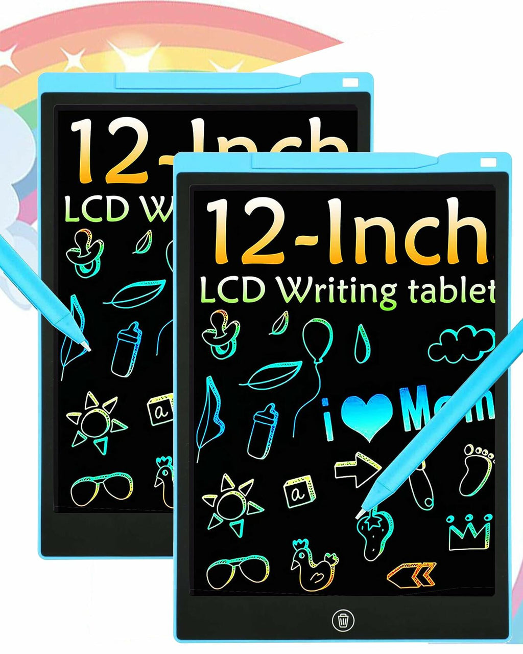 pbeknco 2 Pack 12 Inch LCD Writing Tablet Colorful Doodle Board Educational