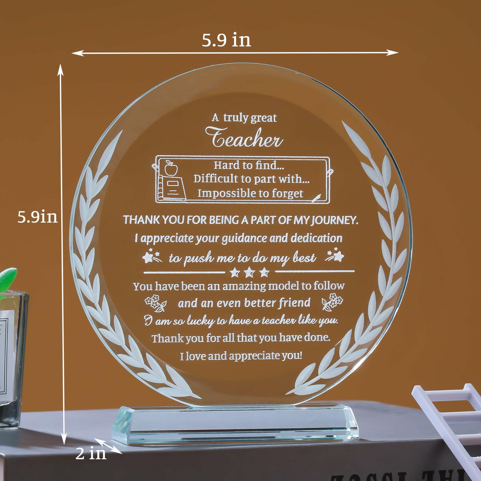 Movdyka Teacher Appreciation Crystal Plaque Decor Clear Circle