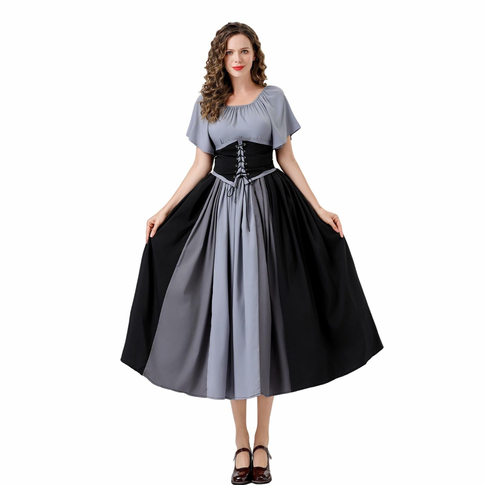 YTWS Renaissance Viking Costume for Women Medieval Outfit Mix Colors L/XL