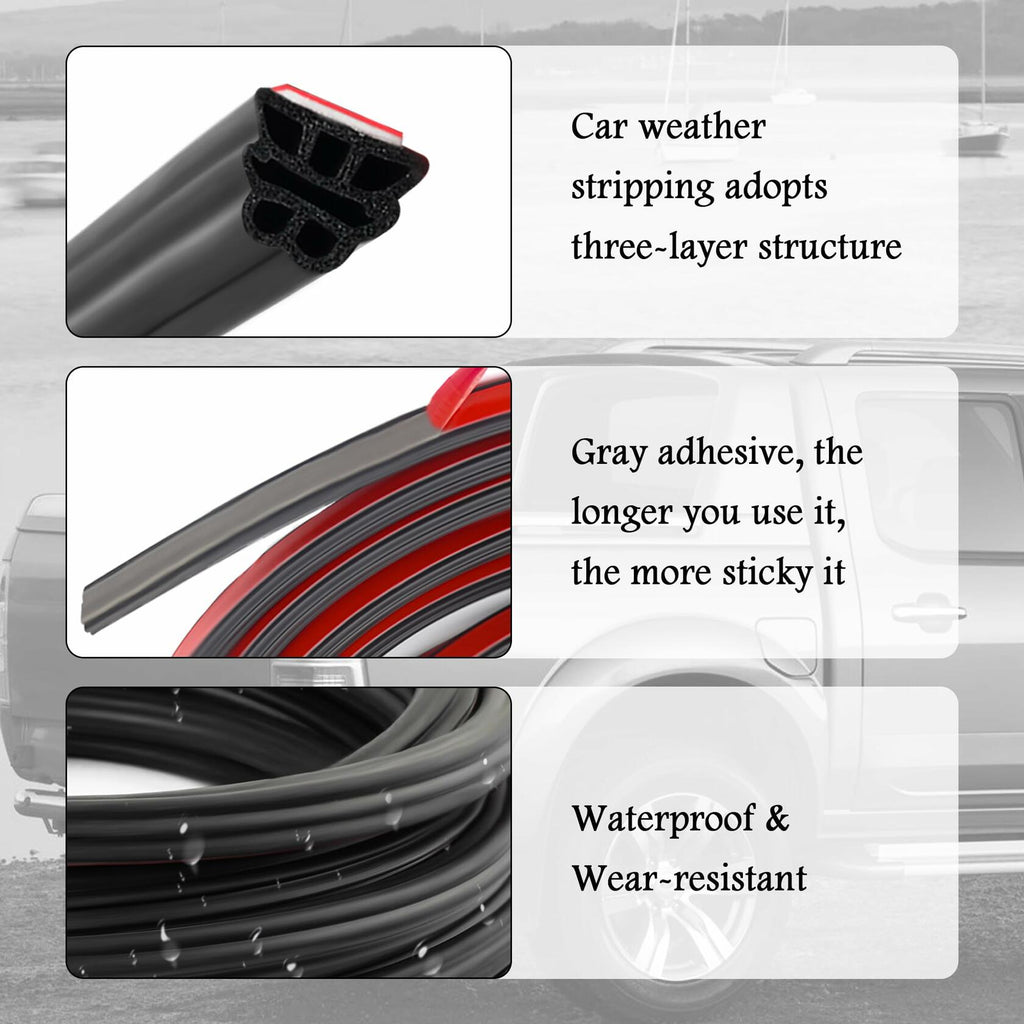 YGDMD 32.8Ft Upgrade Automotive Weather Stripping Thickened Rubber Self-Adhesive
