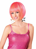 JUST FOR PARTY 13" Short Bob Synthetic Wig with Flat Bangs Pink Orange
