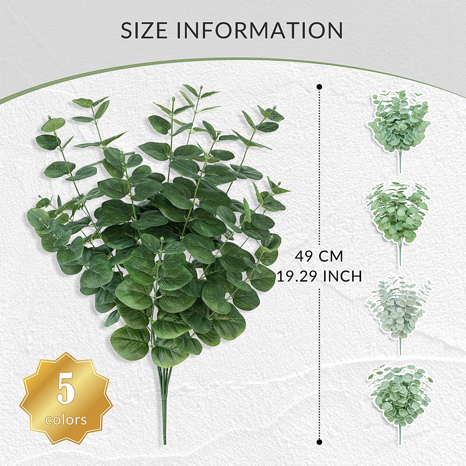 FOREST PRINCE Artificial Eucalyptus Stems 25" Green 2 PCS Silk Decor