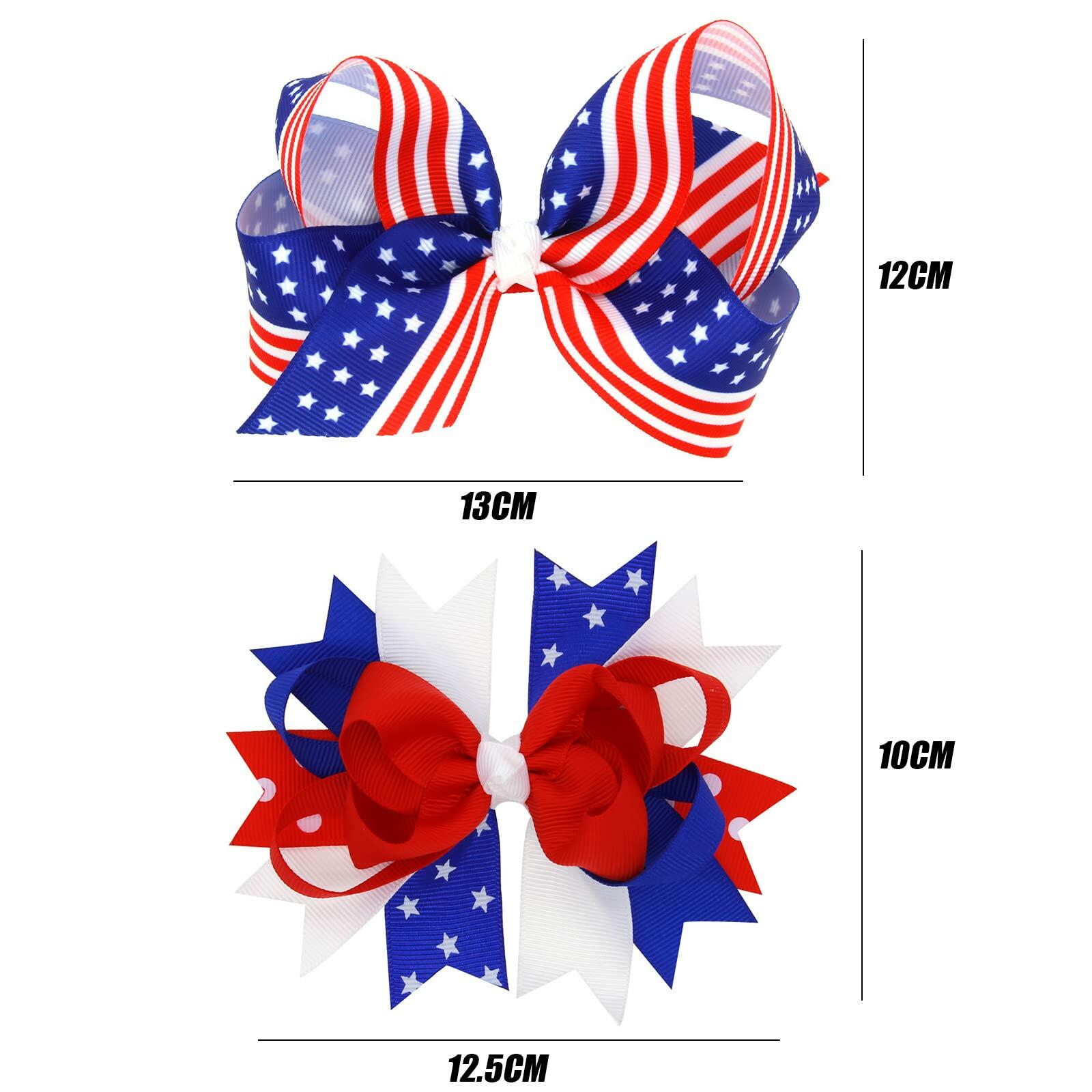 EVKILKJS American Flag Hair Bow Clips for Girls Women 2Pcs 4th of July