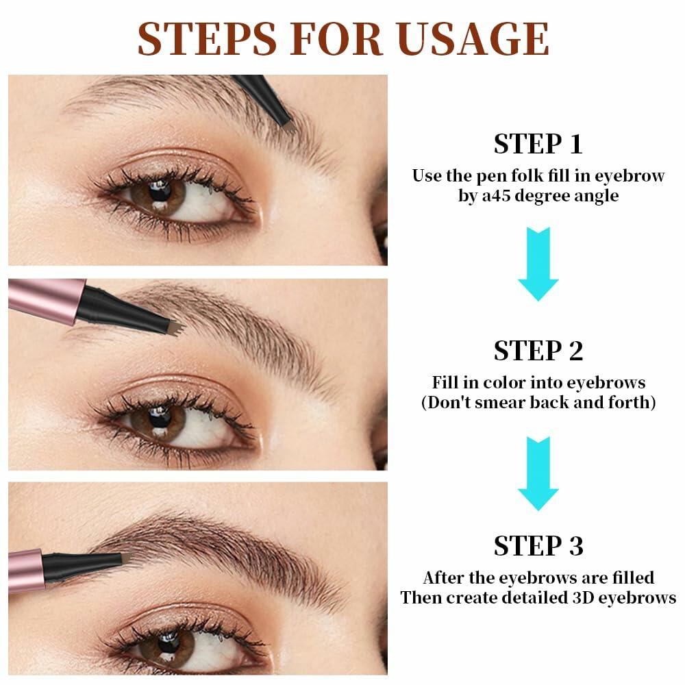 YIWANLLE 3D Microblading Magic Eyebrow Pencil Waterproof Dark Brown 1 Count