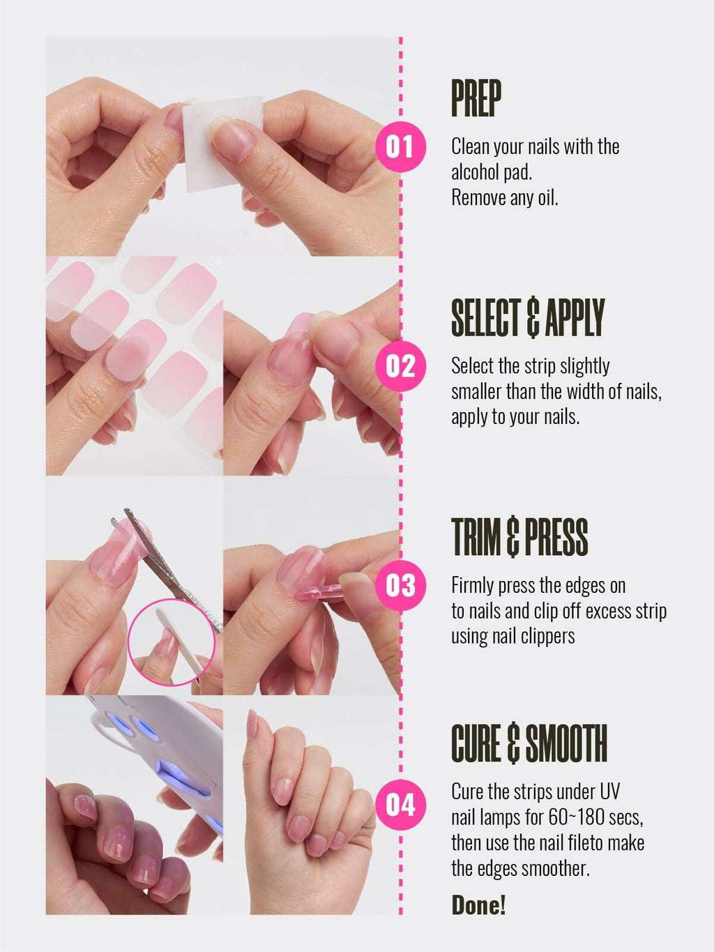 Nelikoo Semi Cured Gel Nail Strips 30 pcs Daisy Delight Floral Wraps