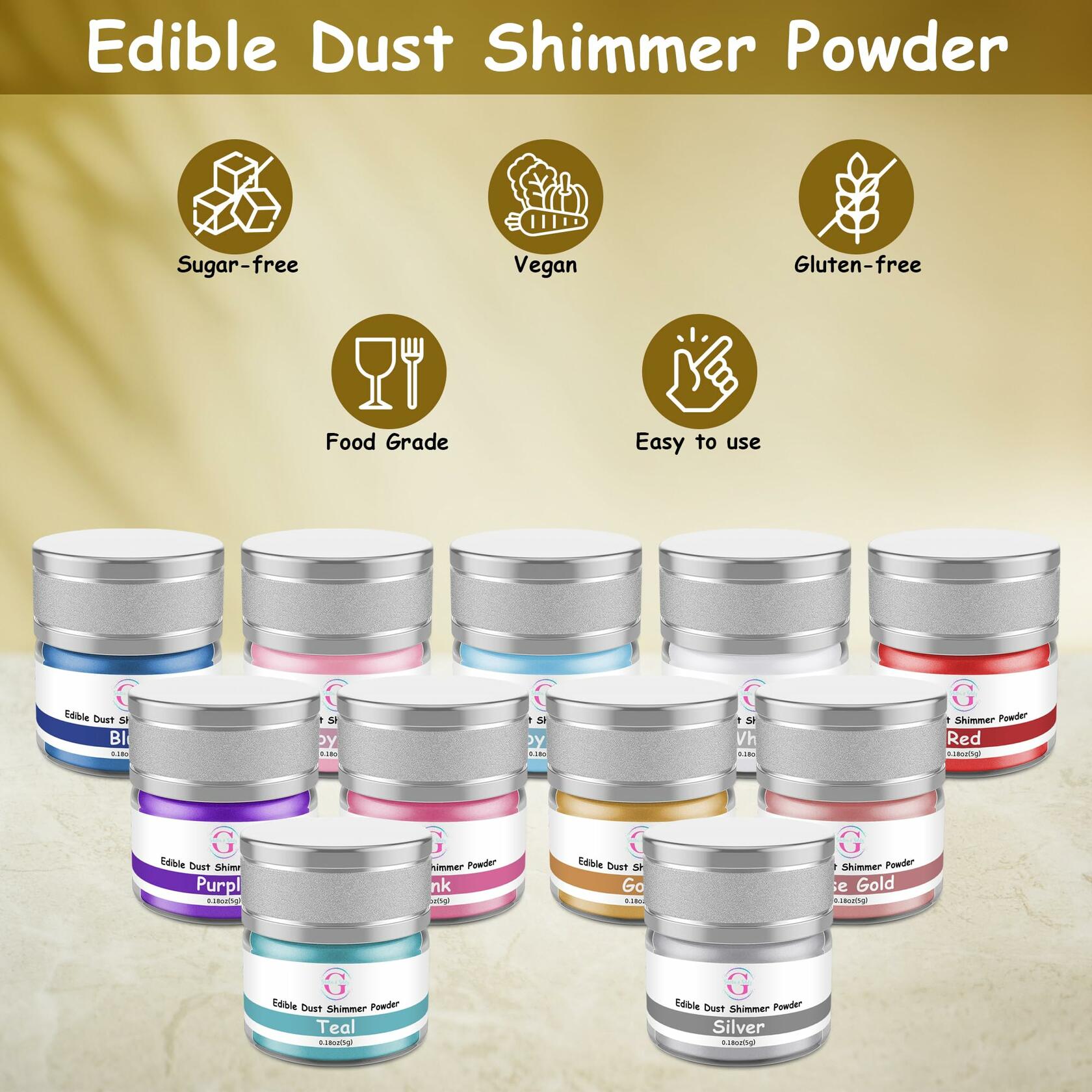 Glitter & Glitz Edible Drink Glitter Luster Dust Gold 5g Cocktails Baking
