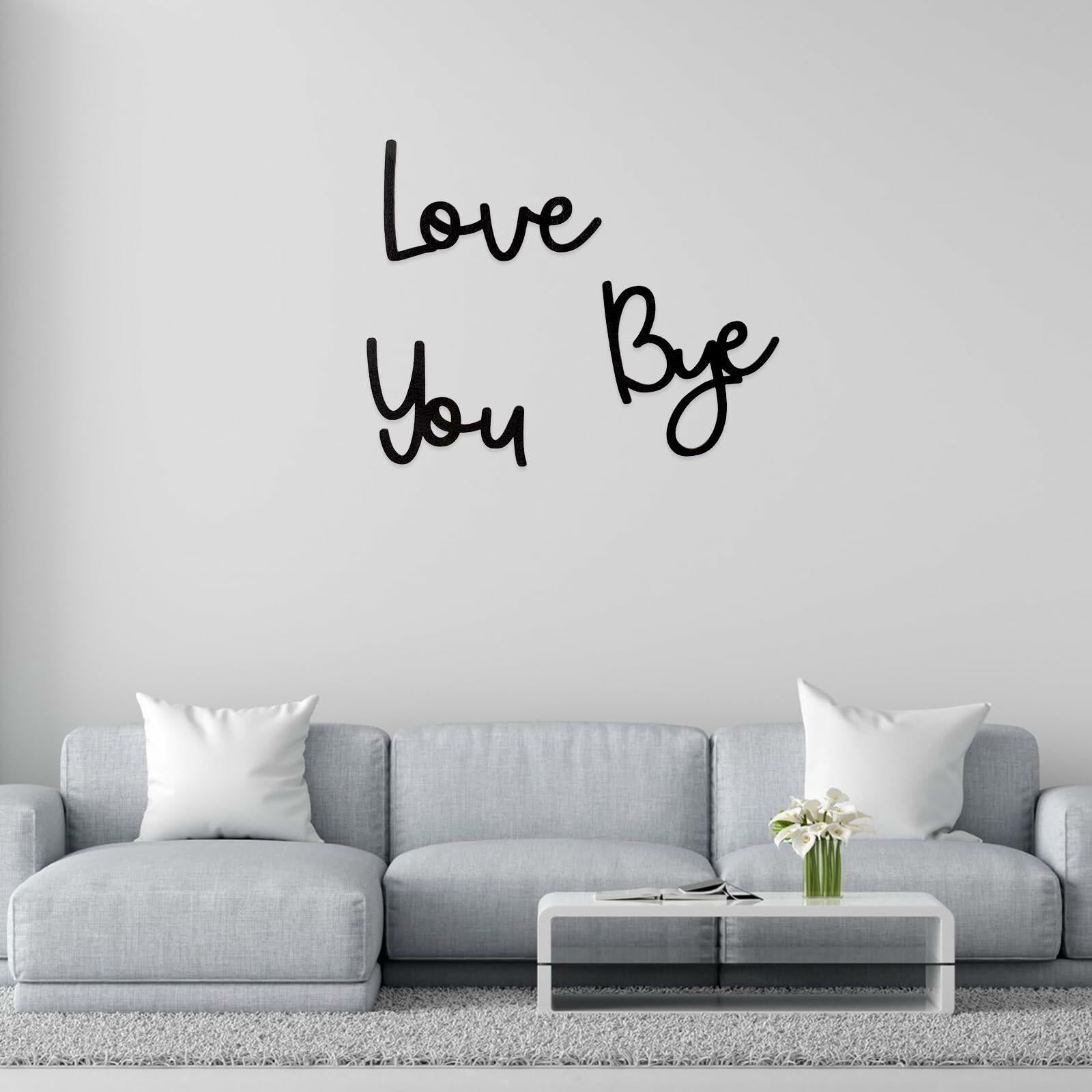 “Love You Bye” Wood Sign Wall Decor Rustic Farmhouse Entryway Plaque Black