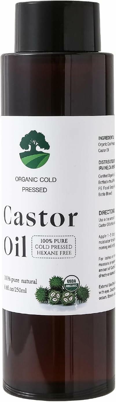 Fuuerds Organic Castor Oil Cold Pressed Unrefined Hair Skin Lashes 8.8oz