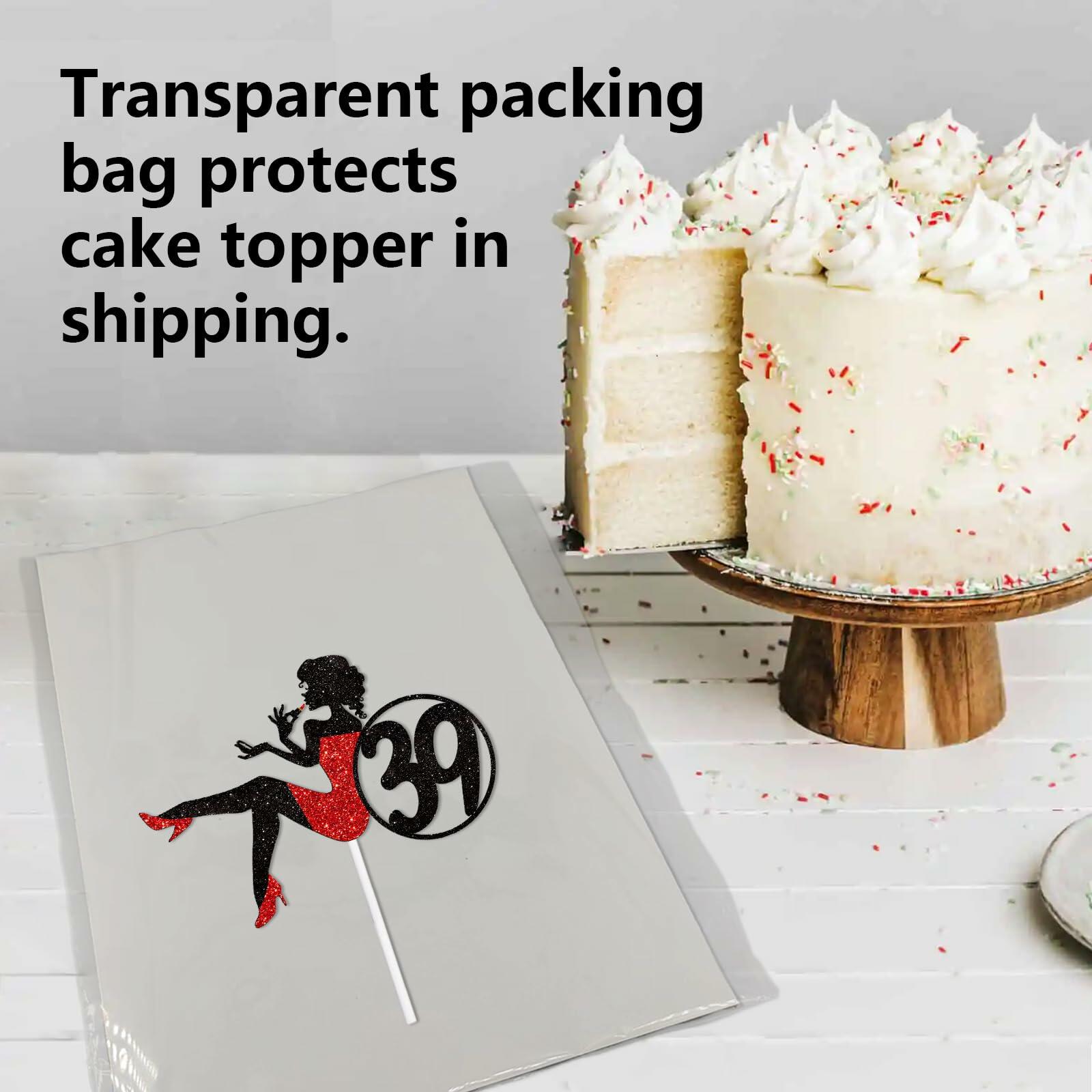 HEYUWING Red Glitter Lipstick 39 Girl Cake Topper Picks Paper Decor