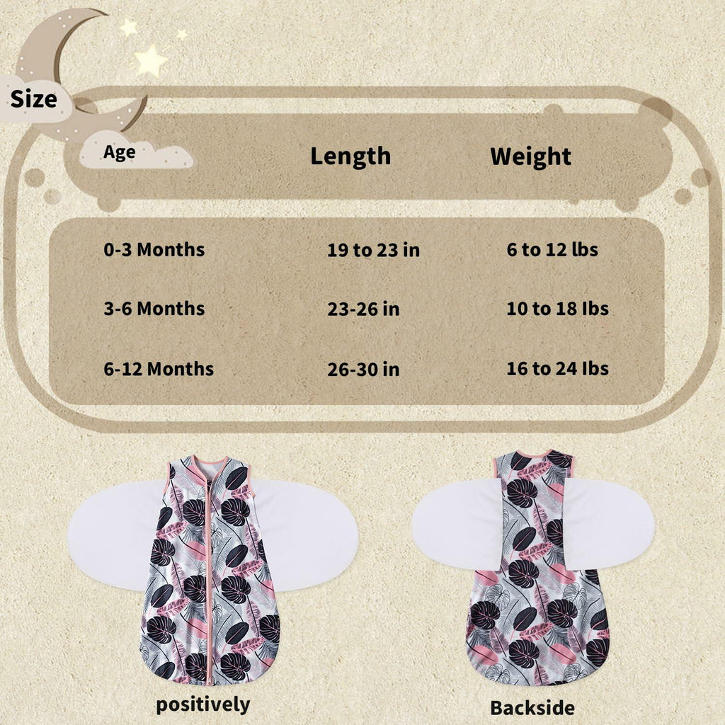 GUNTAIL Baby Sleep Sack Swaddle 3Way Adjustable Rayon Cotton Banana&Flower 6-12M