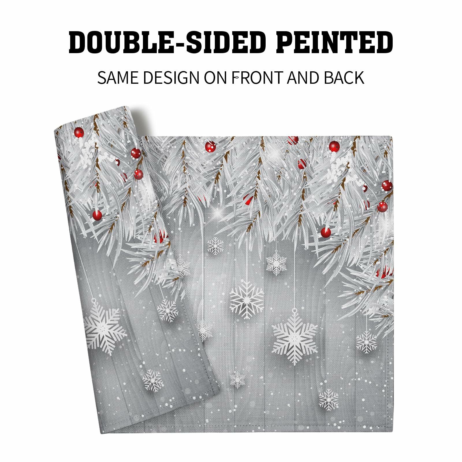 Giwawa Winter Snowflakes Placemats Set of 4 12x18 Silver Red Linen